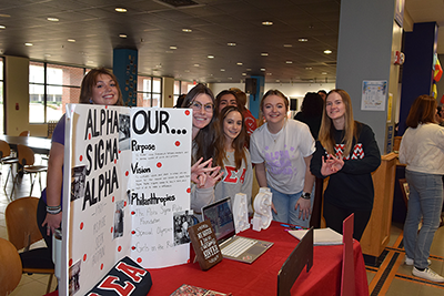 Members of a campus sorority during the annual Student Involvement Fair.