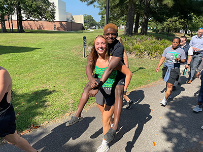 Students during the Annual Awareness Walk that draws attention to student support services on campus.